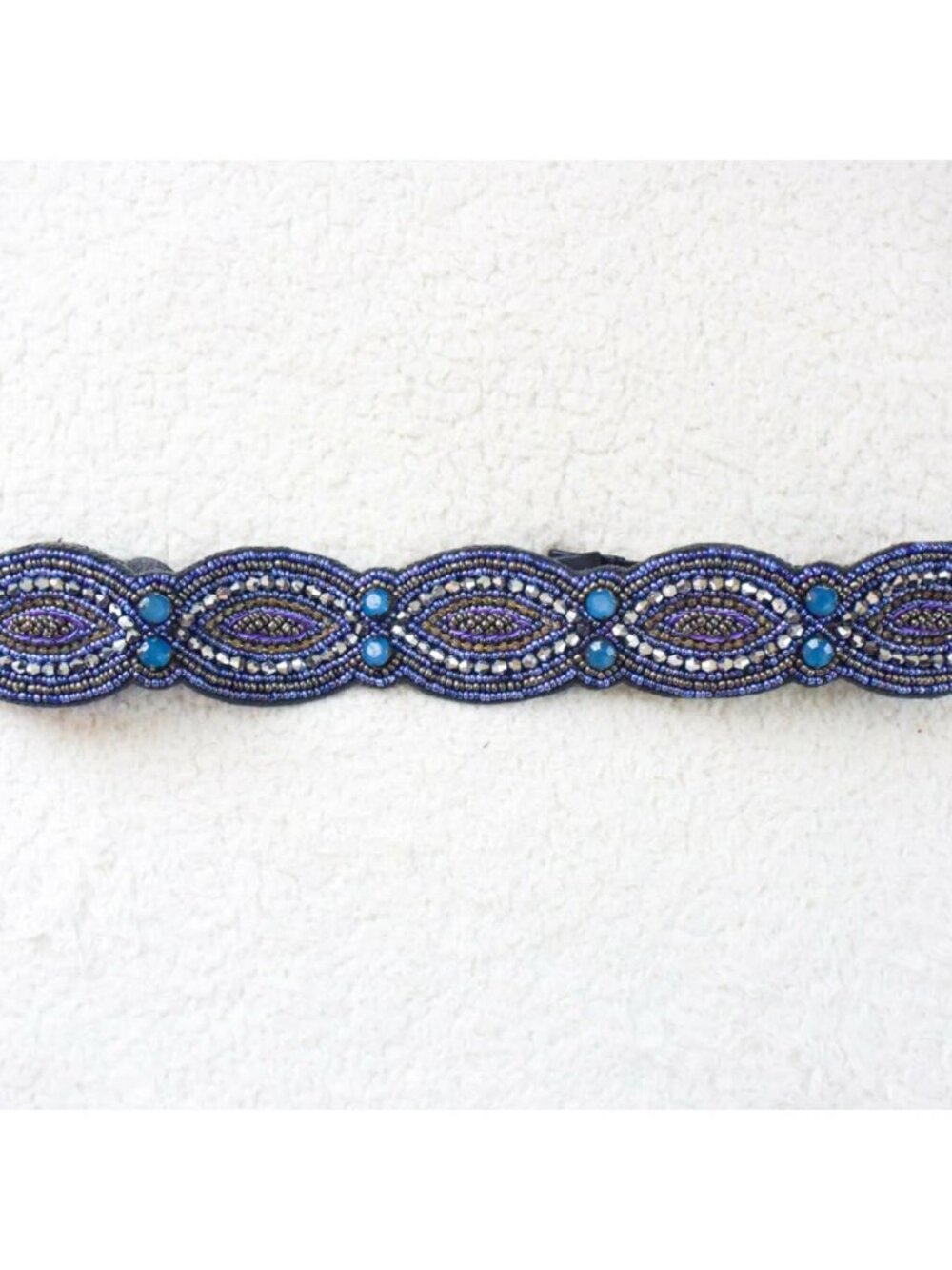 *Anthropologie* Blue Beaded Bohemian Stretch Belt - Small - NEW!